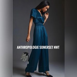 New Anthropologie Somerset Satin Jumpsuit